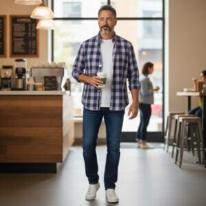 Express Slim Soft Wash Mens Plaid Button Down Shirt XL